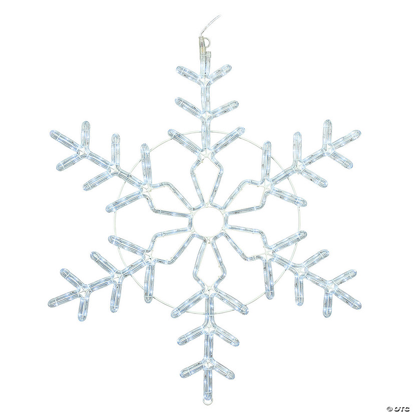 Vickerman 36" Pure White LED Forked Snowflake Lighted Decor Image