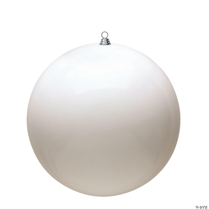 Vickerman 4.75" White Shiny Ball Ornament, 4 per Bag Image