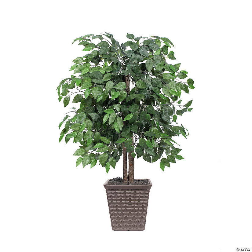 Vickerman 4' Artificial Ficus Bush, Square Brown Plastic Container Image