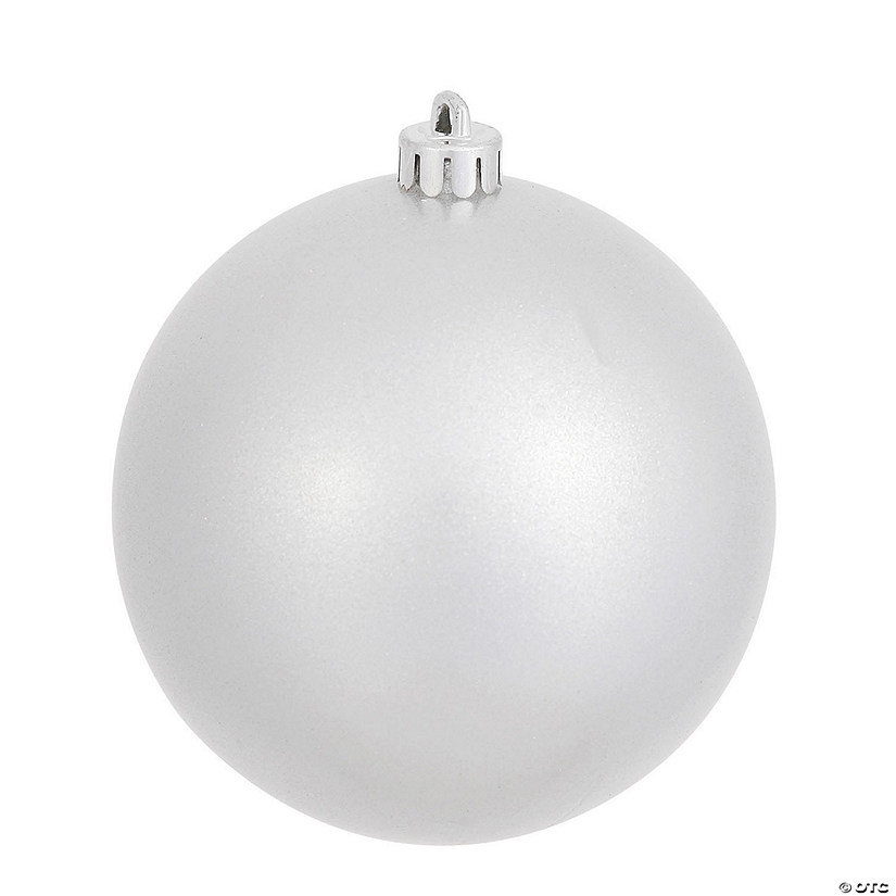 Vickerman 4" Silver Candy Ball Ornament, 6 per Bag Image