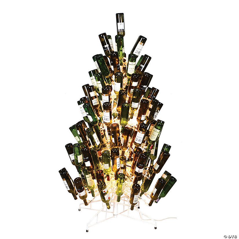 Vickerman 4' White Wine Bottle Tree Clear, Dura-Lit&#174; Mini Lights Image