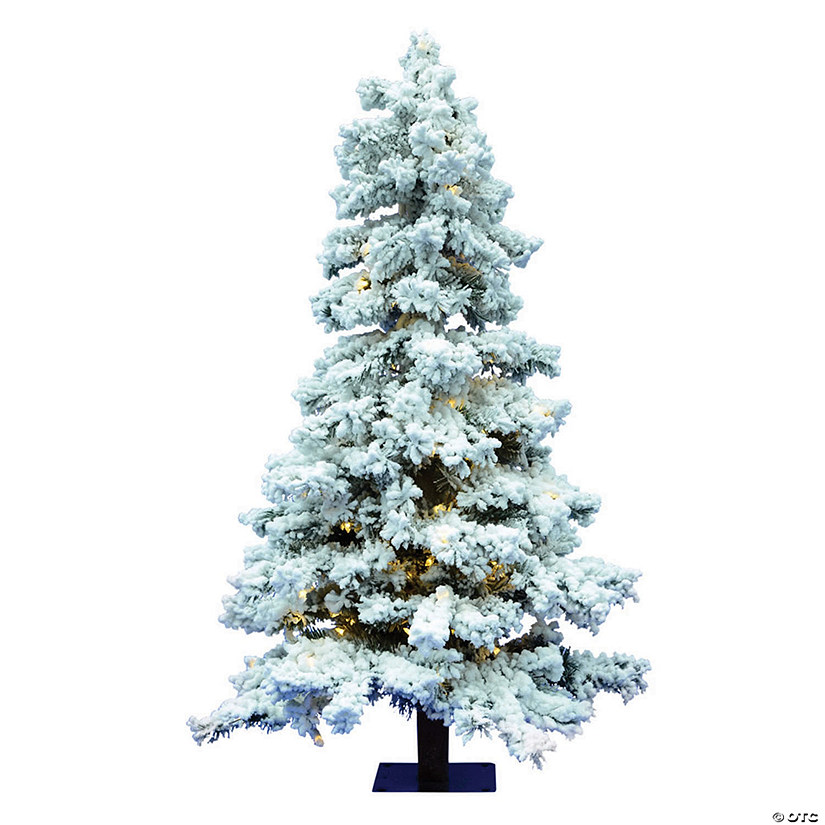 Vickerman 5' Flocked Spruce Christmas Tree with Warm White LED Lights Image