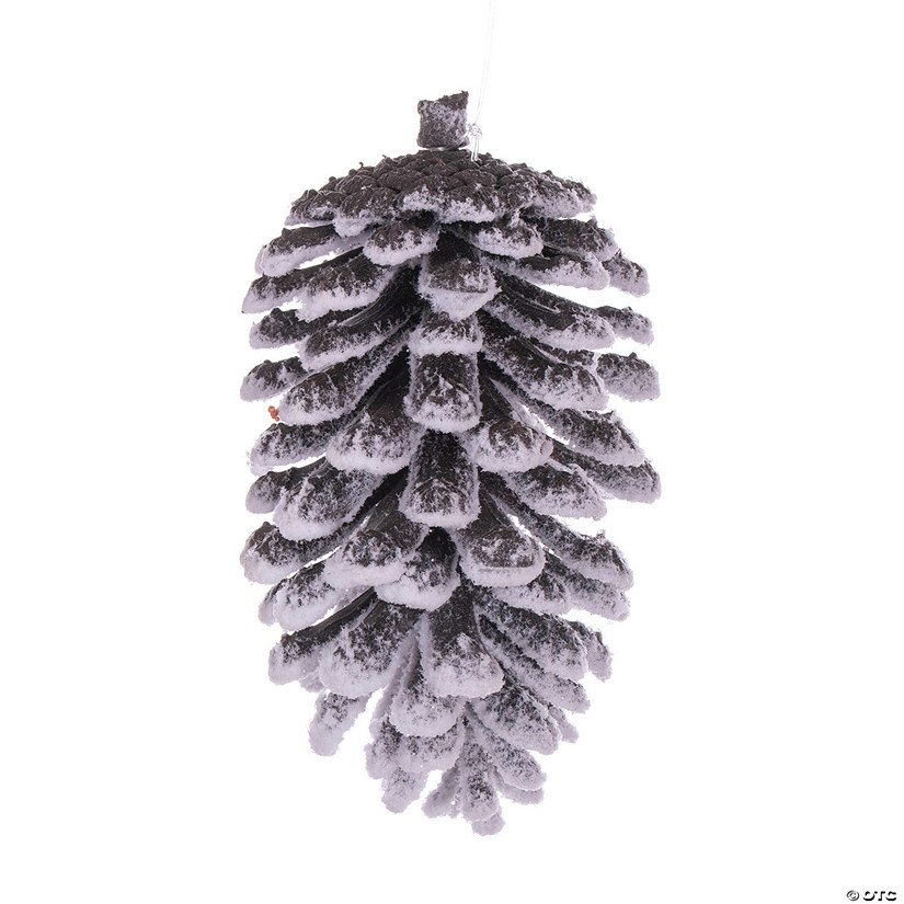 Vickerman 5" Snowy Glitter Pinecone Ornament, 4 per bag. Image