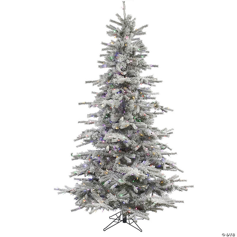 Vickerman 6.5' Flocked Sierra Fir Christmas Tree with Multi-Colored LED Lights Image