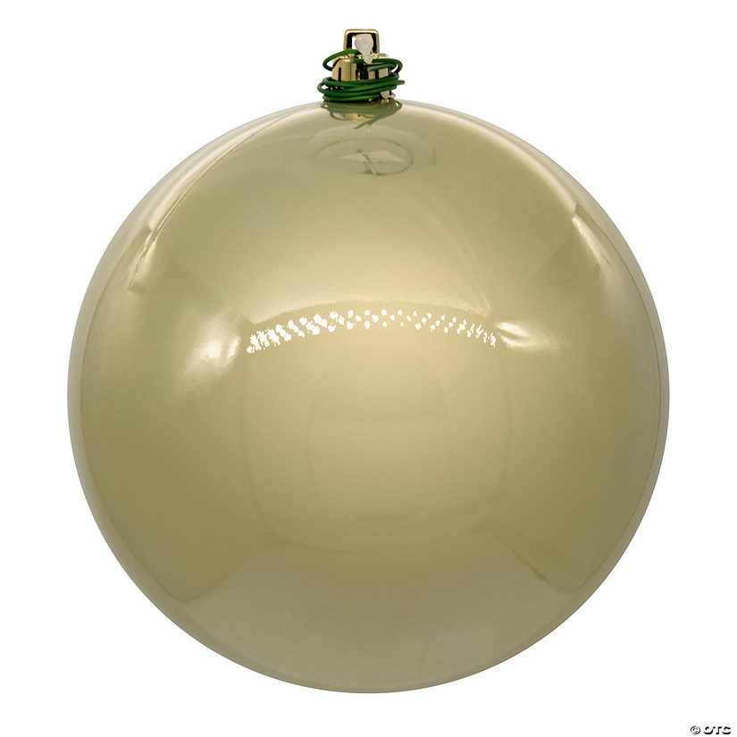 Vickerman 6" Champagne Pearl UV Drilled Ball Ornament, 4 per bag. Image