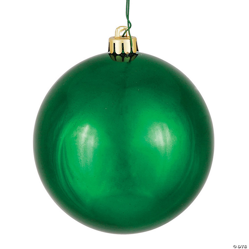 Vickerman 6" Emerald Shiny Ball Ornament, 4 per Bag Image