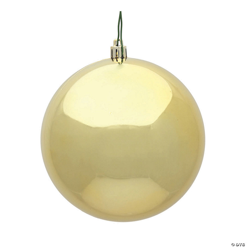 Vickerman 6" Gold Shiny Ball Ornament, 4 per Bag Image