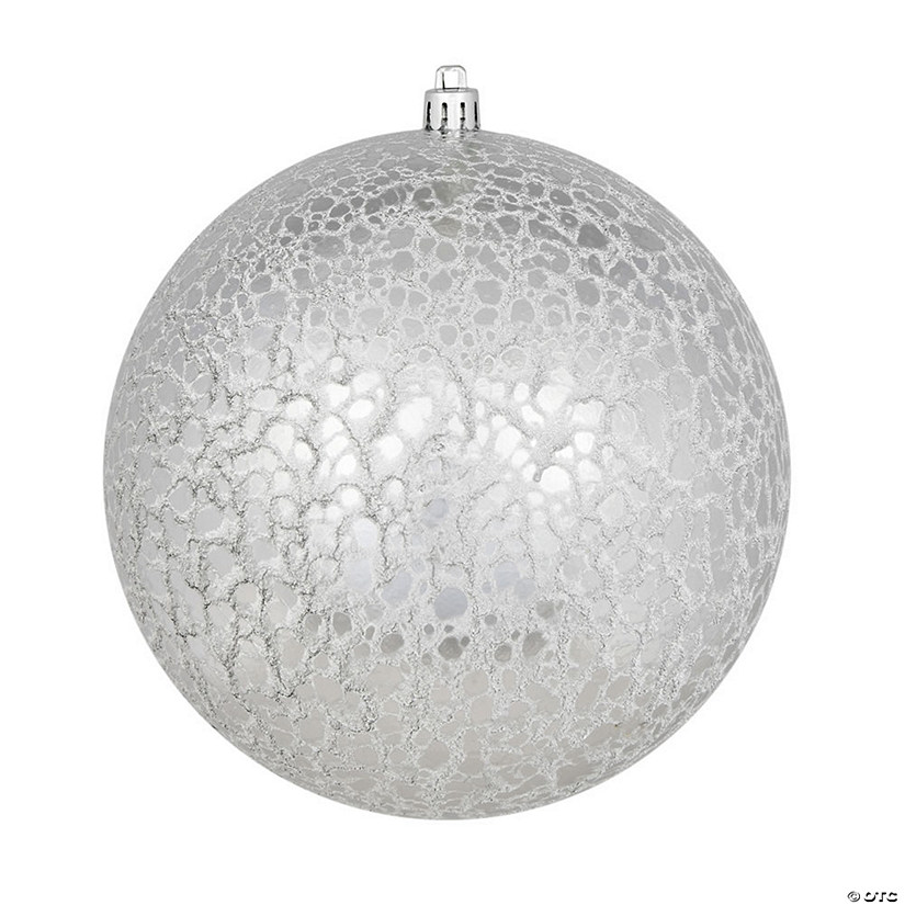 Vickerman 6" Silver Crackle Ball Ornament, 4 per Bag Image