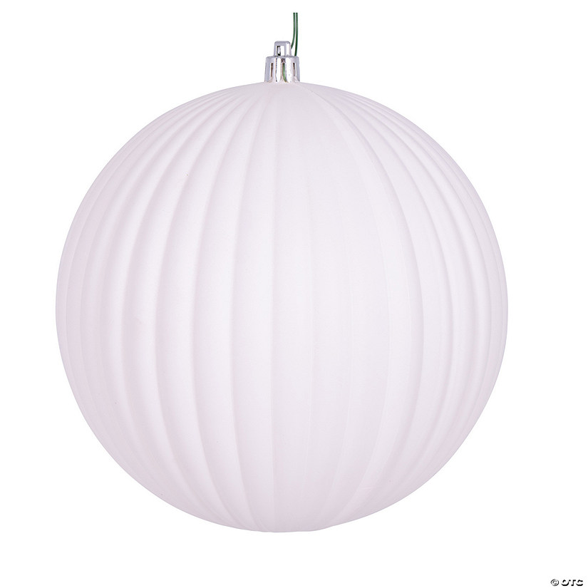 Vickerman 6" White Matte Lined Ball Ornament, 4 per Bag. Image