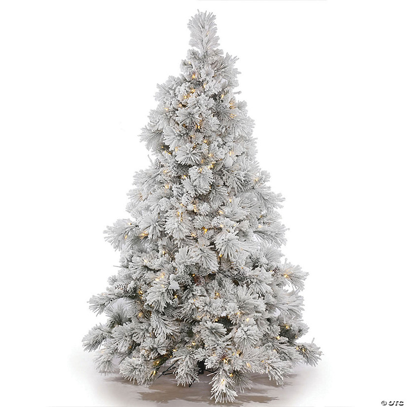 Vickerman 7.5' Flocked Alberta Artificial Christmas Tree, Warm White LED Lights Image