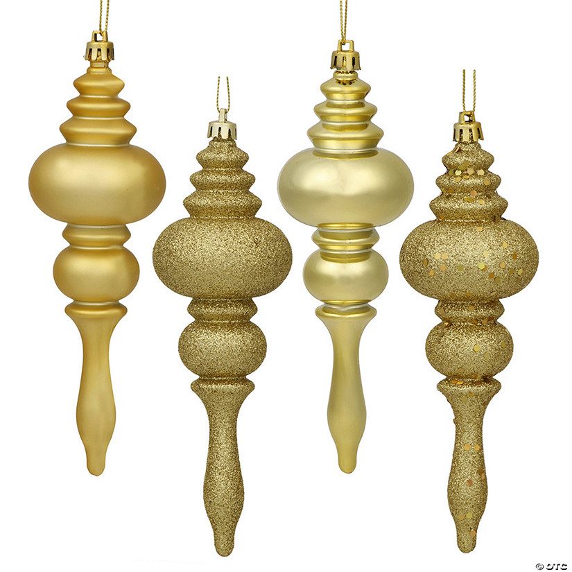 Vickerman 7" Gold 4-Finish Finial Ornament, 8 per BoProper Image
