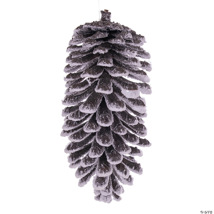 Vickerman 7" Snowy Glitter Pinecone Ornament, 3 per bag. Image