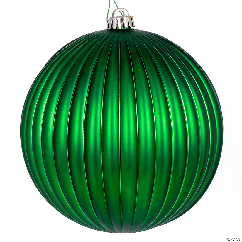 Vickerman 8" Green Matte Lined Ball Ornament, 1 per Bag. Image