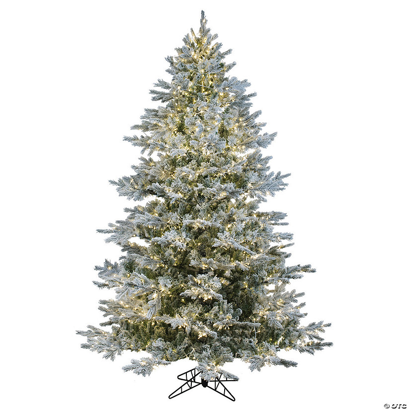 Vickerman  9' Flocked Kiana Artificial Christmas Tree,  LED Warm White Wide Angle  Lights Image