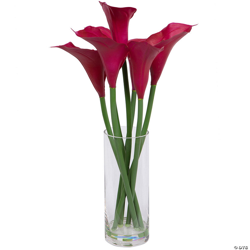 Vickerman Artificial 24" Purple Calla Lillies in Glass Vase Image