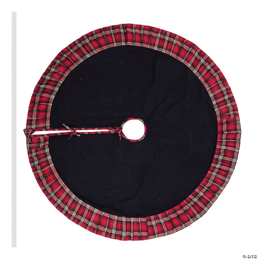 Vickerman Plaid Black Trimmed Scotsman Collection 60" Cotton Christmas Tree Skirt Image