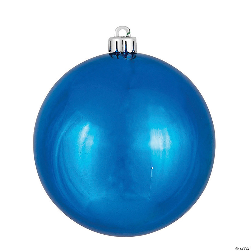 Vickerman Shatterproof 10" Large Blue Shiny Ball Christmas Ornament Image