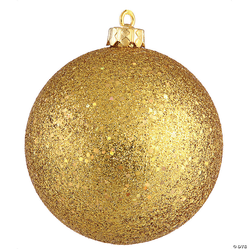 Vickerman Shatterproof 12" Giant Antique Gold Sequin Ball Christmas Ornament Image