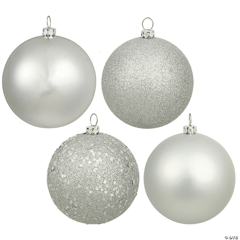Vickerman Shatterproof 2.4" Silver 4-Finish Ball Christmas Ornament, 24 per Box Image