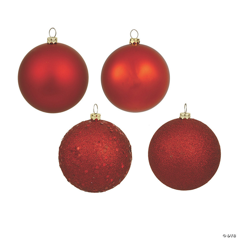 Vickerman Shatterproof 2.75" Red 4-Finish Ball Christmas Ornament, 20 per Box Image