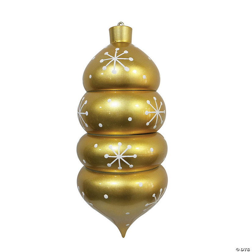Vickerman Shatterproof 21.5" Giant Gold Droplet Shaped with Snowflakes Christmas Ornament Image