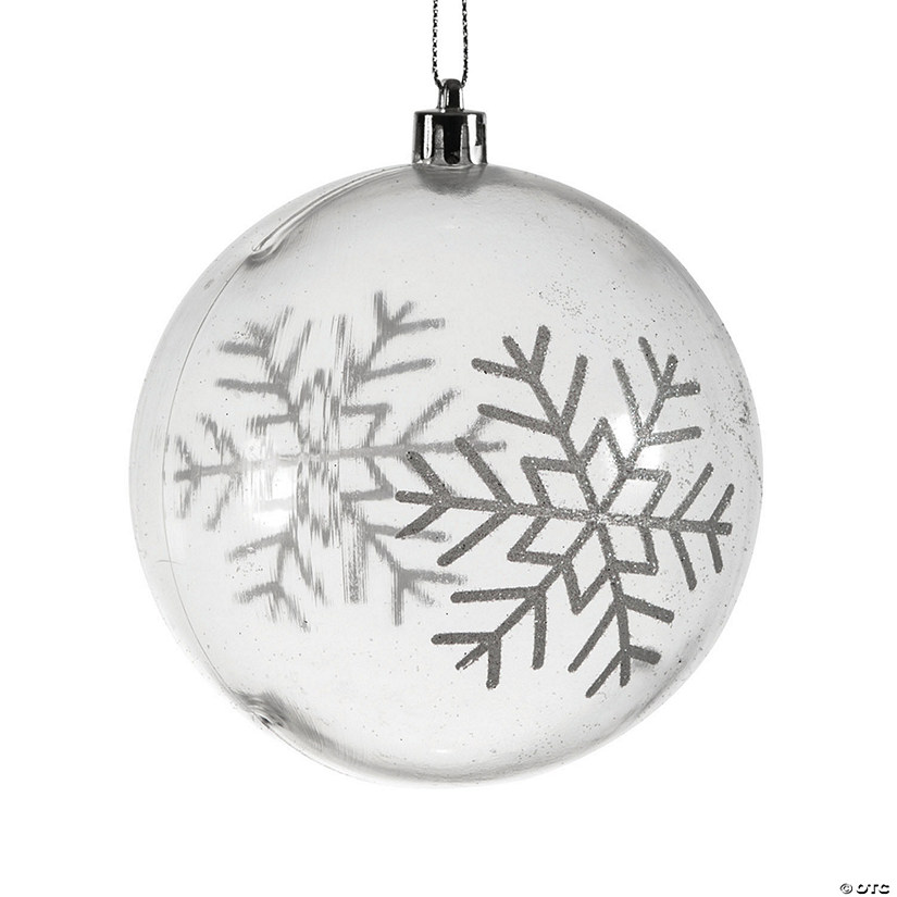 Vickerman Shatterproof 4" Clear Ball with White Glitter Swirl Christmas Ornament, 4 per Box Image