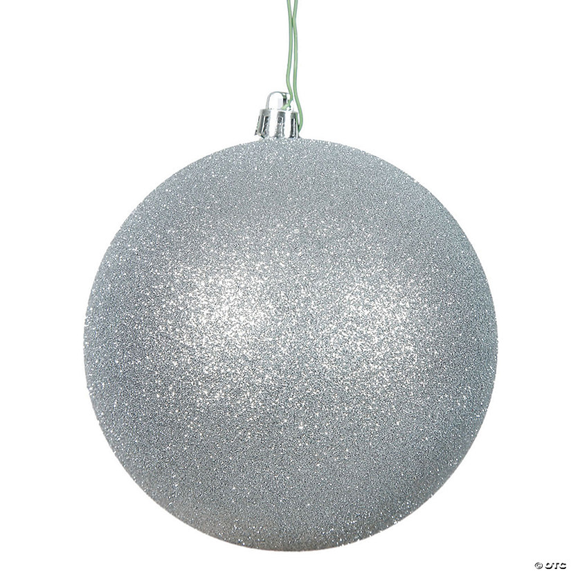 Vickerman Shatterproof 6" Silver Glitter Ball Christmas Ornament, 4 per Bag Image