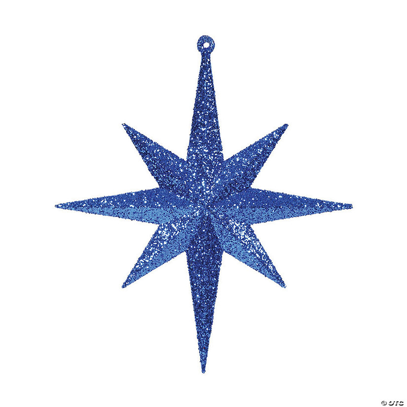Vickerman Shatterproof 8" Blue Iridescent Glitter Bethlehem Star Christmas Ornament, 4 Pc. Image