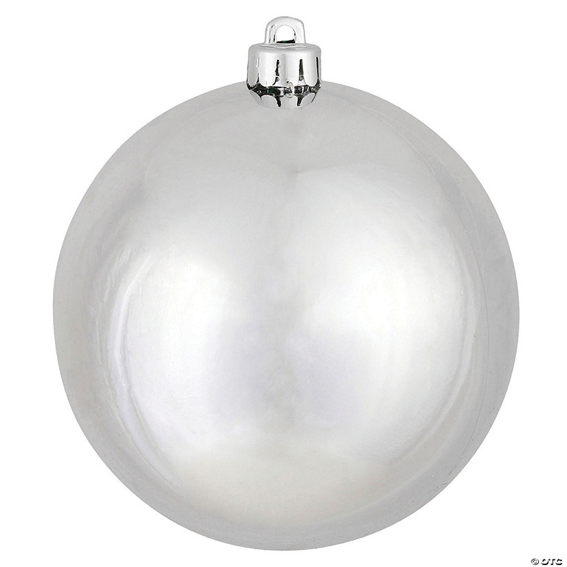 Vickerman Shatterproof 8" Silver Shiny Ball Christmas Ornament Image