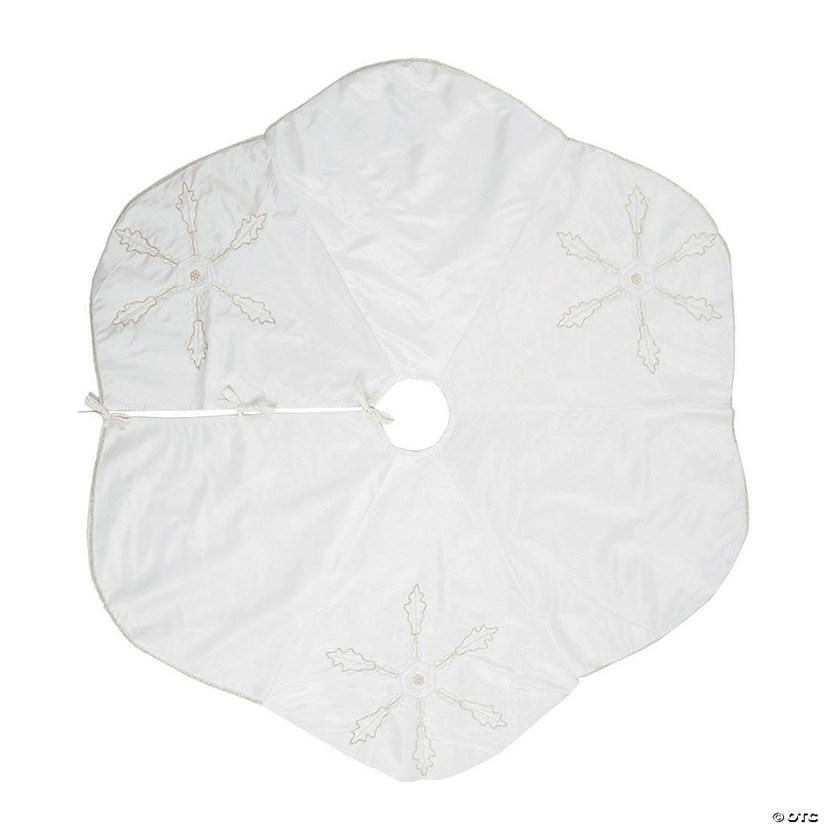 Vickerman White Beaded Snowflakes 60" Christmas Tree Skirt Image