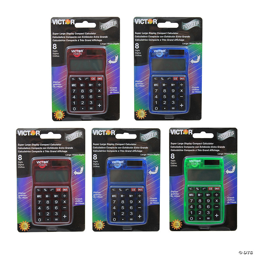 Victor Dual Power Pocket Calculator, Pack of 5 Image