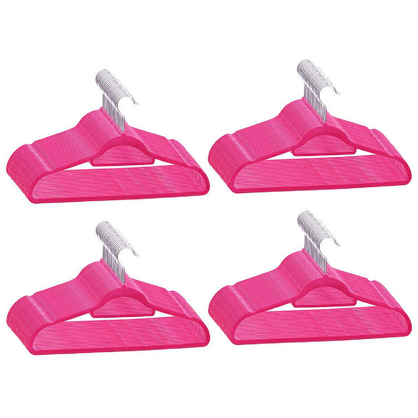 vidaXL 100 pcs Clothes Hanger Set Anti-slip Pink Velvet Image