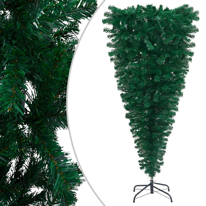 vidaXL 4' Green Upside-down Artificial Christmas Tree with Stand Image