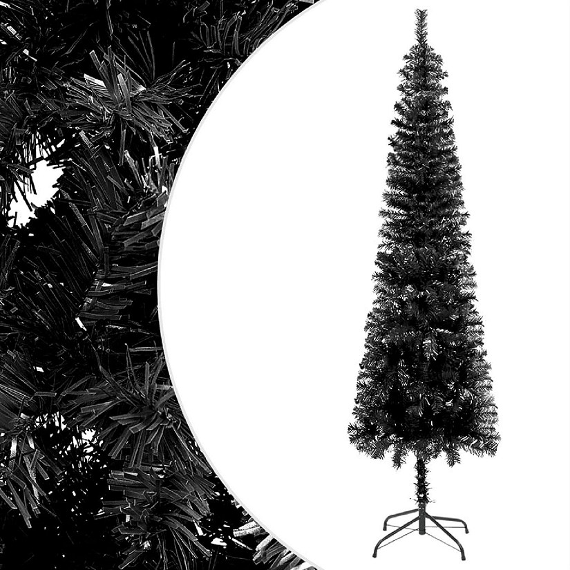 vidaXL 5' Black Slim Christmas Tree Image
