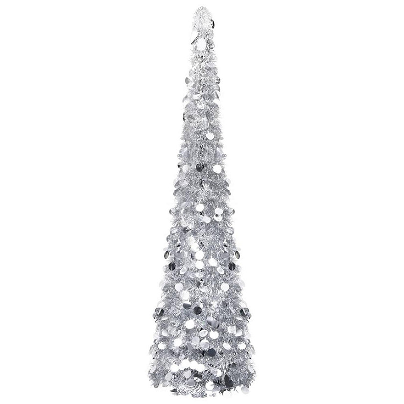 vidaXL 5' Silver Pop-up Artificial Christmas Tree Image