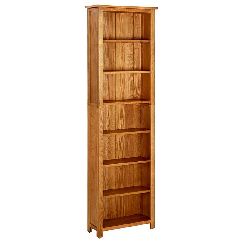 vidaXL 7-Tier Bookcase 23.6"x8.7"x78.7" Solid Oak Wood Image