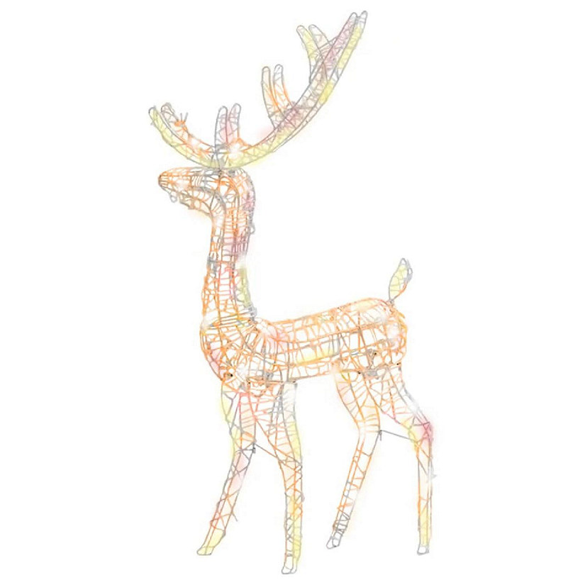 vidaXL Acrylic Reindeer Christmas Decoration 140 LEDs 4 ft Colorful Image