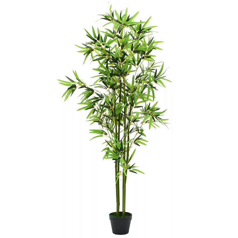 vidaXL Artificial Bamboo Plant with Pot 68.9" Green Image