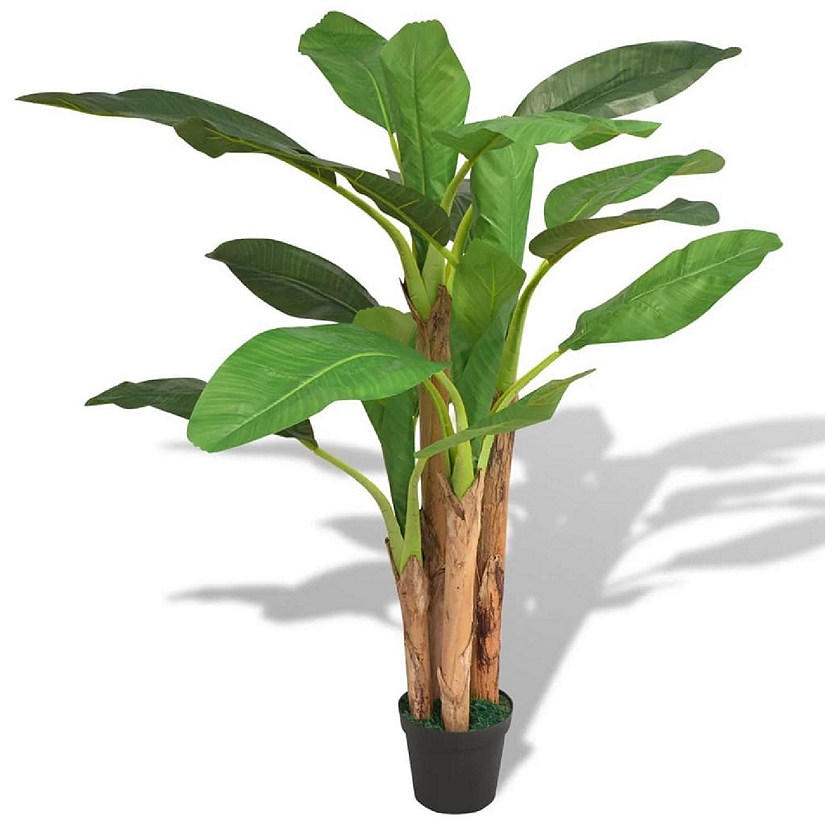 vidaXL Artificial Banana Tree Plant with Pot 68.9" Green Image