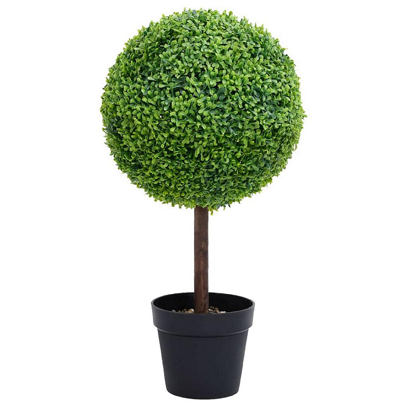 vidaXL Artificial Boxwood Plant with Pot Ball Shaped Green 28" Image