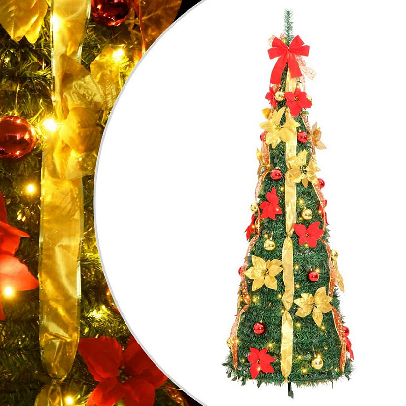 vidaXL Artificial Christmas Tree Pop-up 200 LEDs Green 82.7" Image