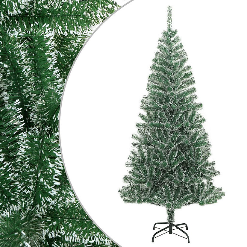 vidaXL Artificial Christmas Tree with Flocked Snow Green 59.1" Image