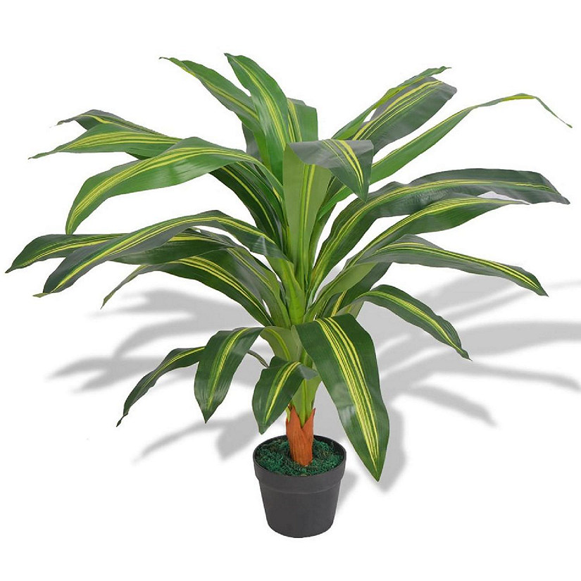 vidaXL Artificial Dracaena Plant with Pot 35.4" Green Image