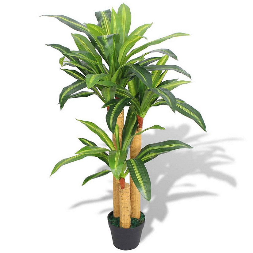 vidaXL Artificial Dracaena Plant with Pot 39.4" Green Image