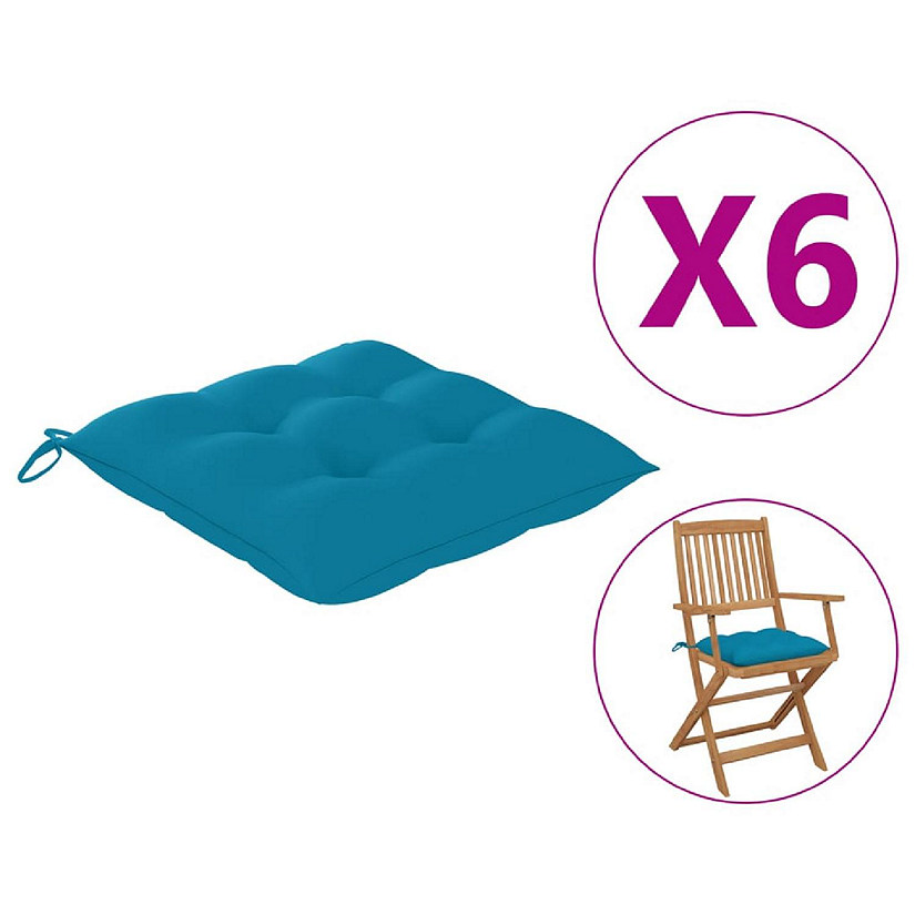 vidaXL Chair Cushions 6 pcs Light Blue 15.7"x15.7"x2.8" Oxford Fabric Image