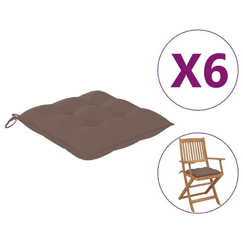 vidaXL Chair Cushions 6 pcs Taupe 19.7"x19.7"x2.8" Oxford Fabric Image