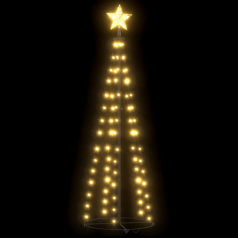 vidaXL Christmas Cone Tree Warm White 84 LEDs Decoration 19.7"x59.1" Image
