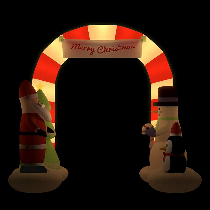 vidaXL Christmas Inflatable Santa & Snowman Arch Gate LED 102.4" Image