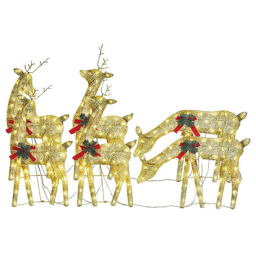 vidaXL Christmas Reindeers 6 pcs Gold Warm White Mesh Image