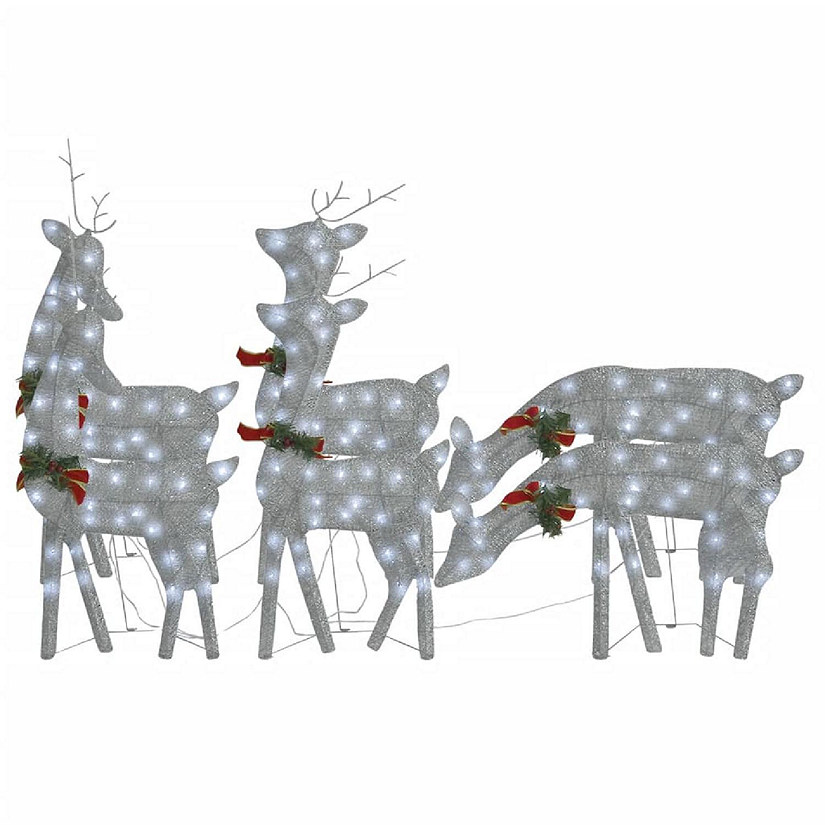 vidaXL Christmas Reindeers 6 pcs Silver Cold White Mesh Image